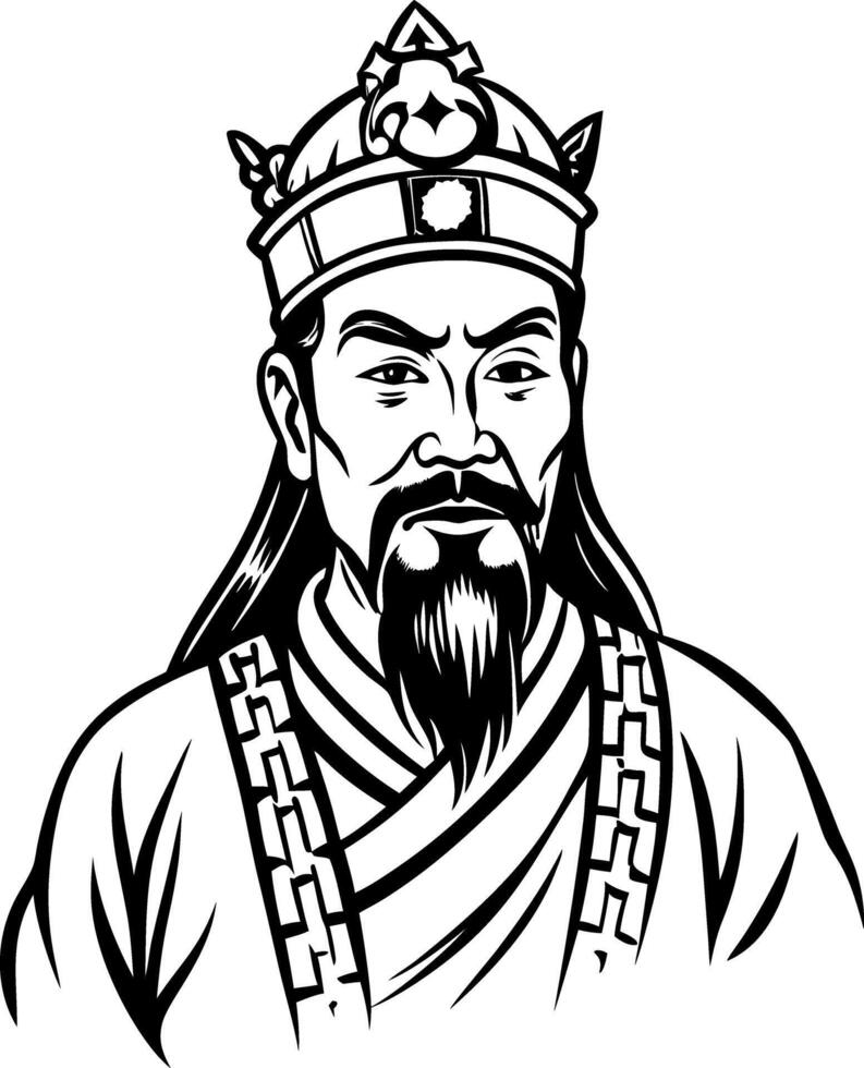 Huangdi god illustration in vintage style vector