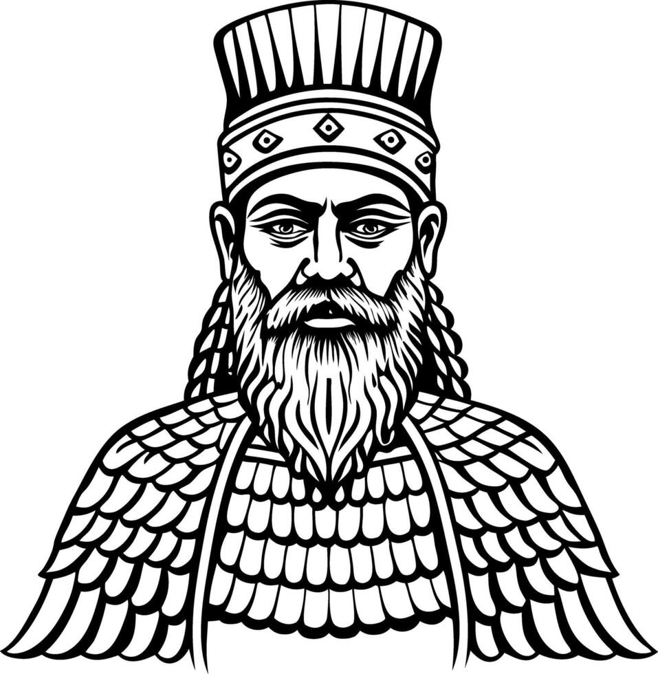 A vintage illustration of babylonian god vector