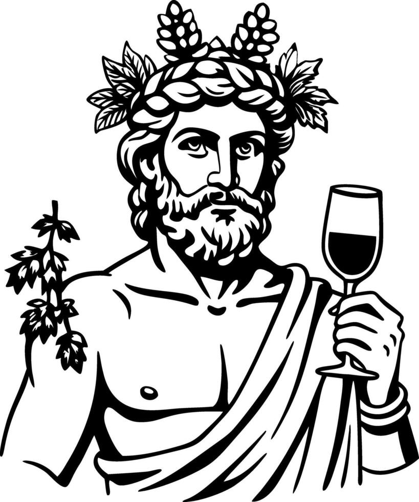Dionysus god illustration in vintage style vector