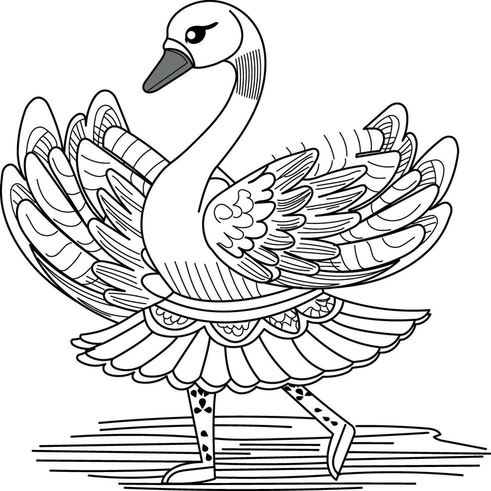 A vintage illustration of a swan character vector