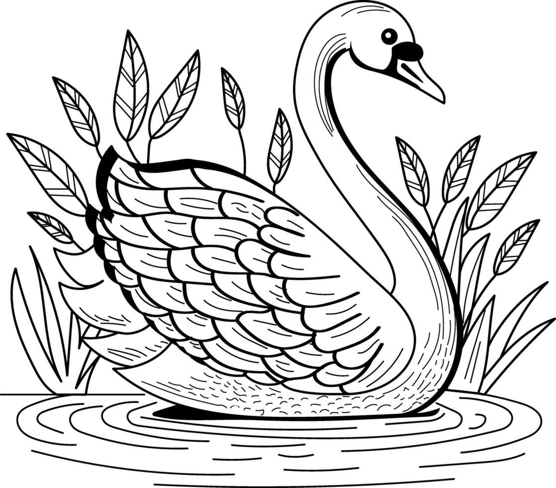 A vintage style illustration depicting an old swan vector