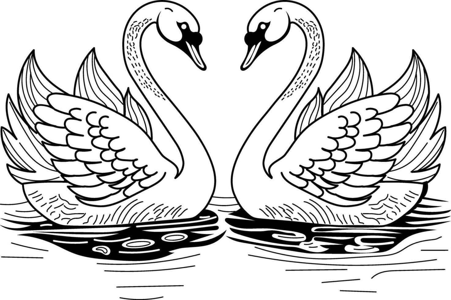 A vintage illustration of a pair of lovely swans vector