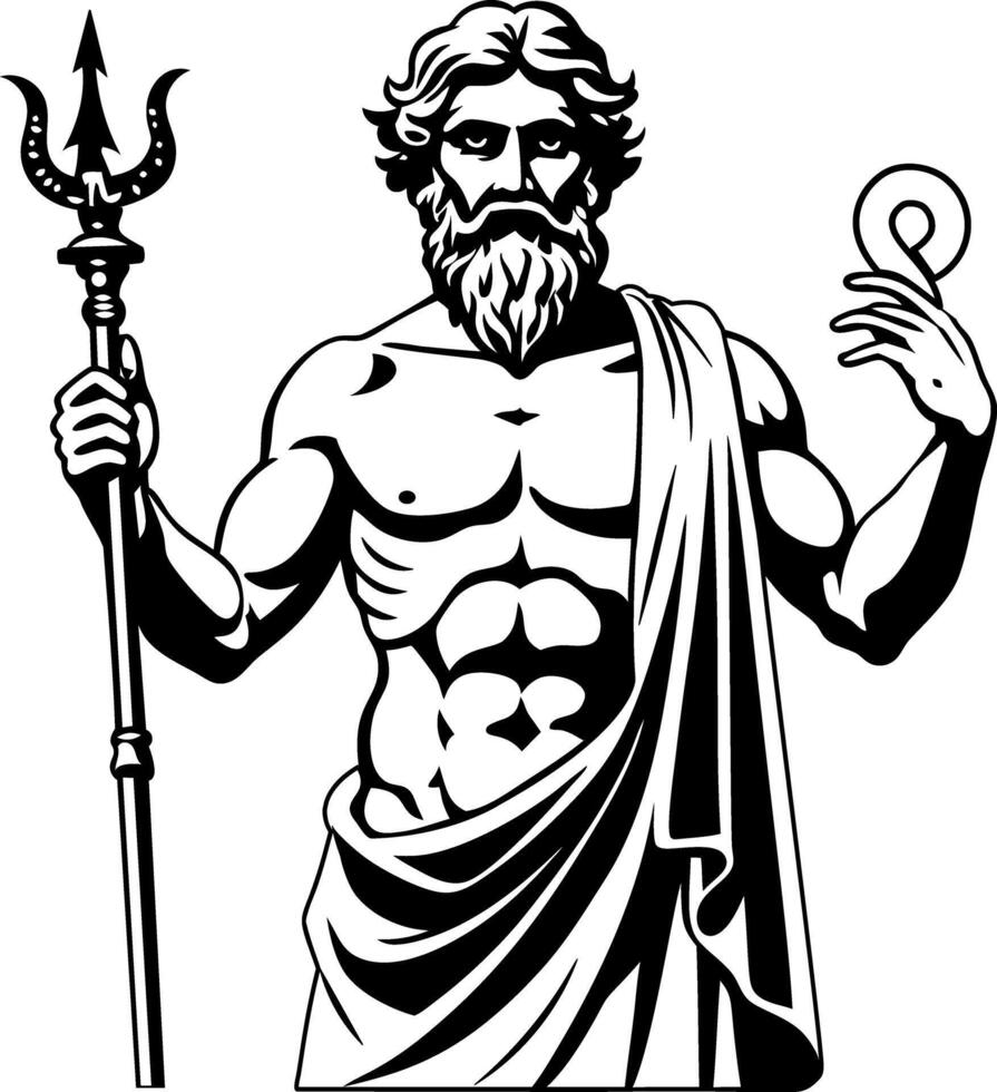 Asclepius god illustration in vintage style vector