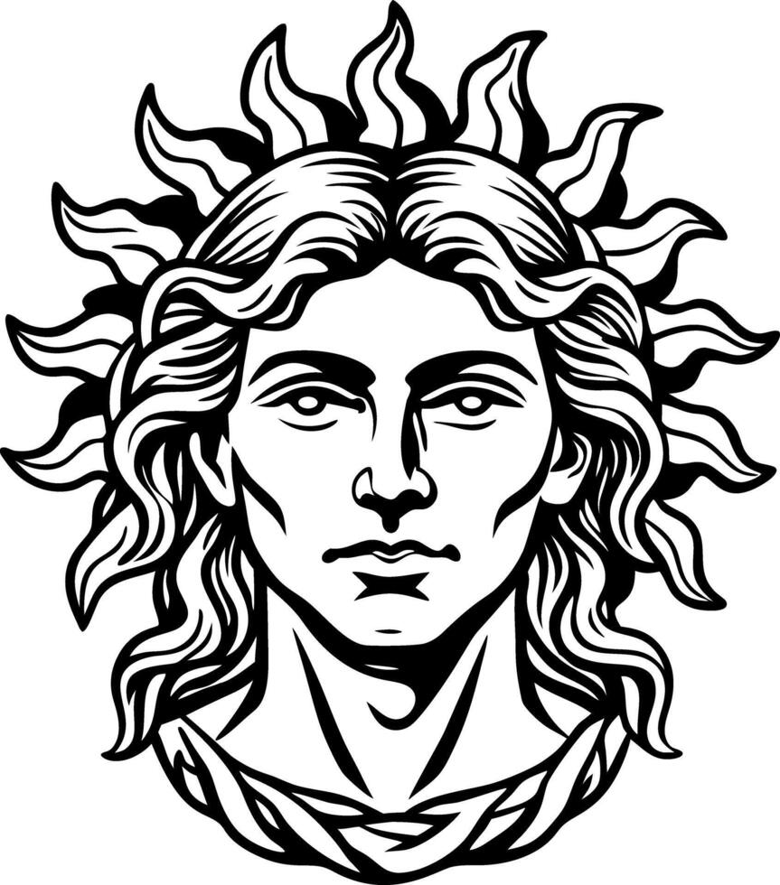 A vintage style illustration of helios god vector