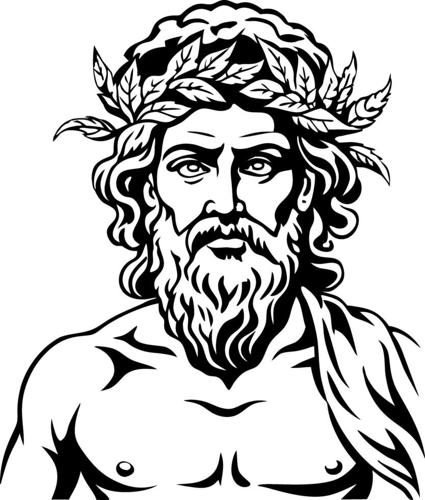 A vintage style illustration of greek deity vector