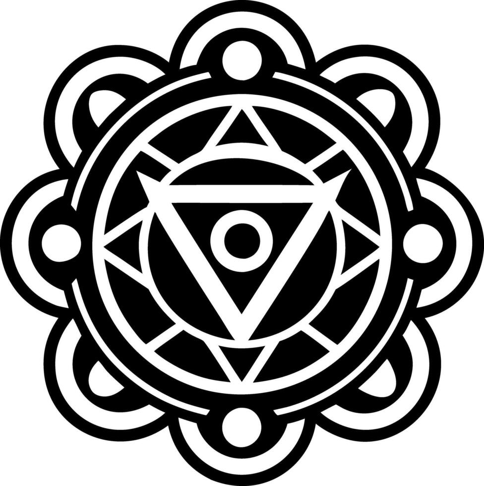 A glyph style icon depicting energy chakra symbol vector