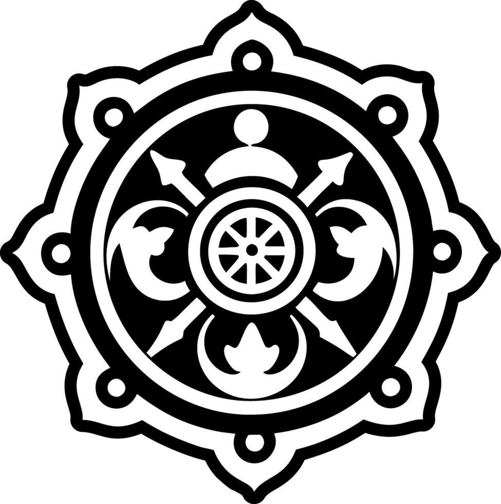 A glyph style icon of triratna symbol vector