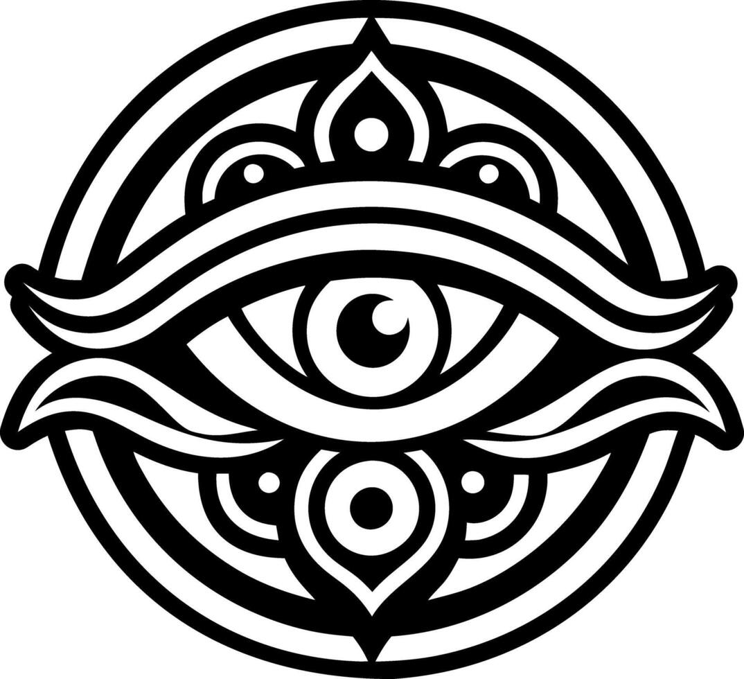 A solid style icon depicting buddha eye vector