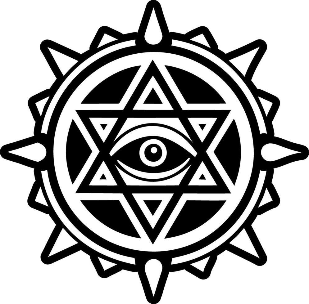 Spiritual cursed symbol, glyph style icon vector