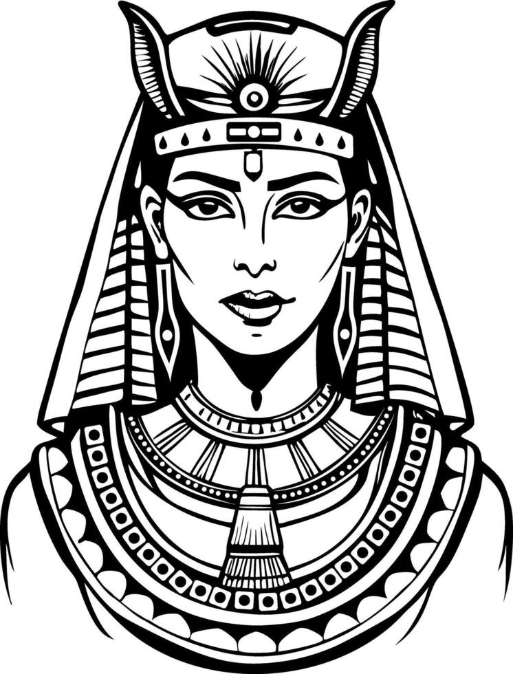 Hathor goddess illustration in vintage style vector