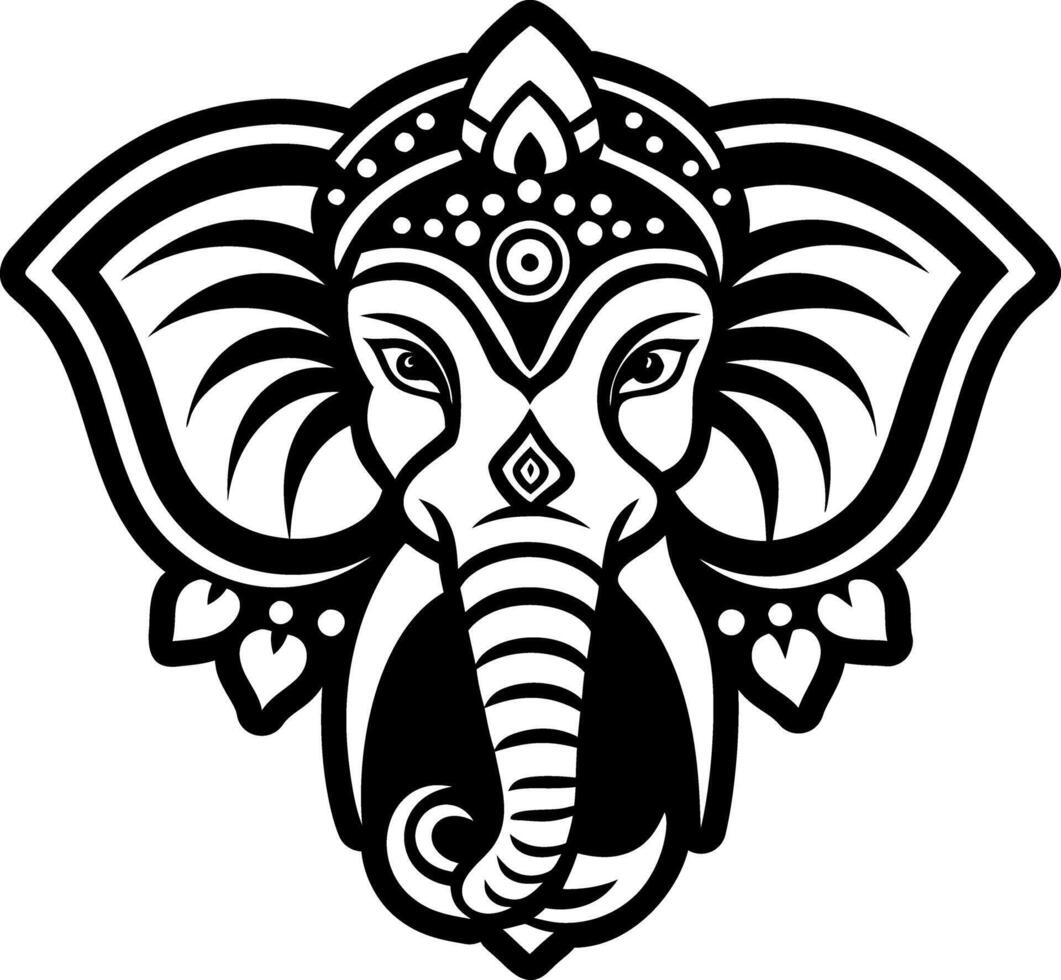 A glyph icon of oriental elephant tattoo vector
