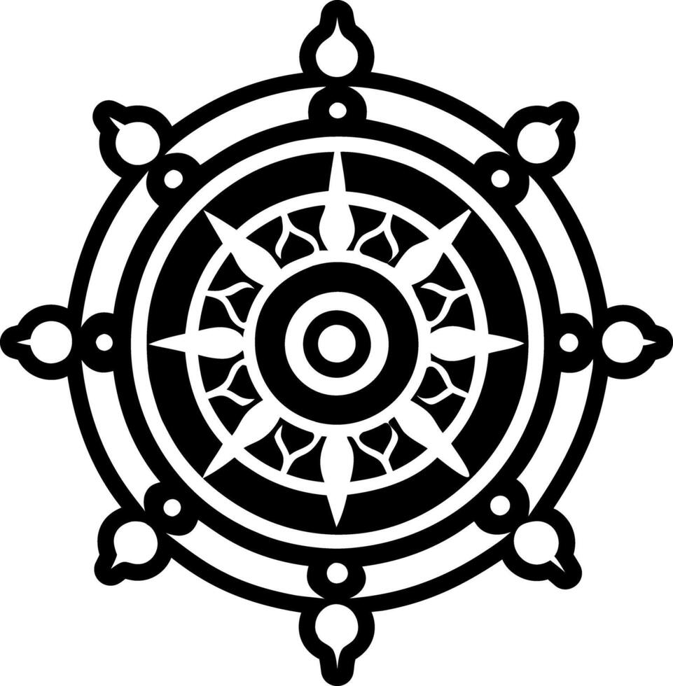 Dharmachakra wheel, glyph style icon vector