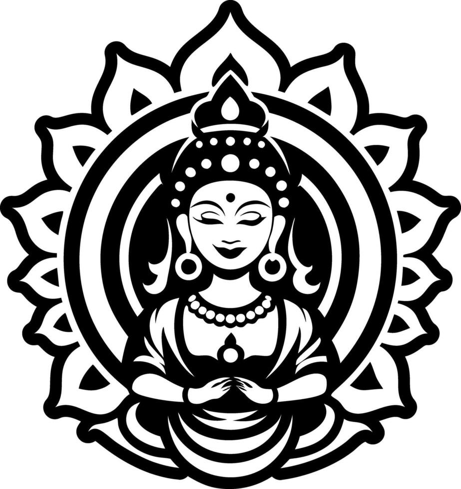 Tara buddhist symbol icon in solid style vector