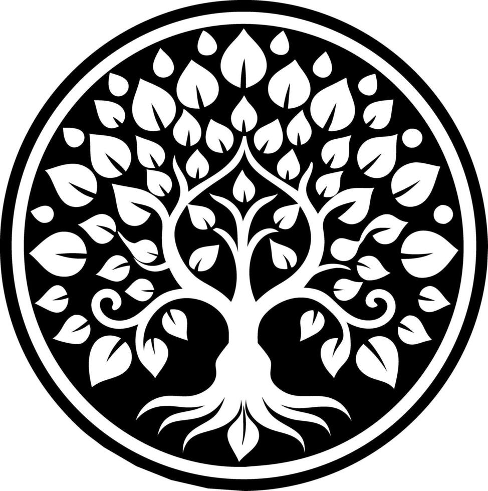 A glyph style icon depicting bodhi tree vector