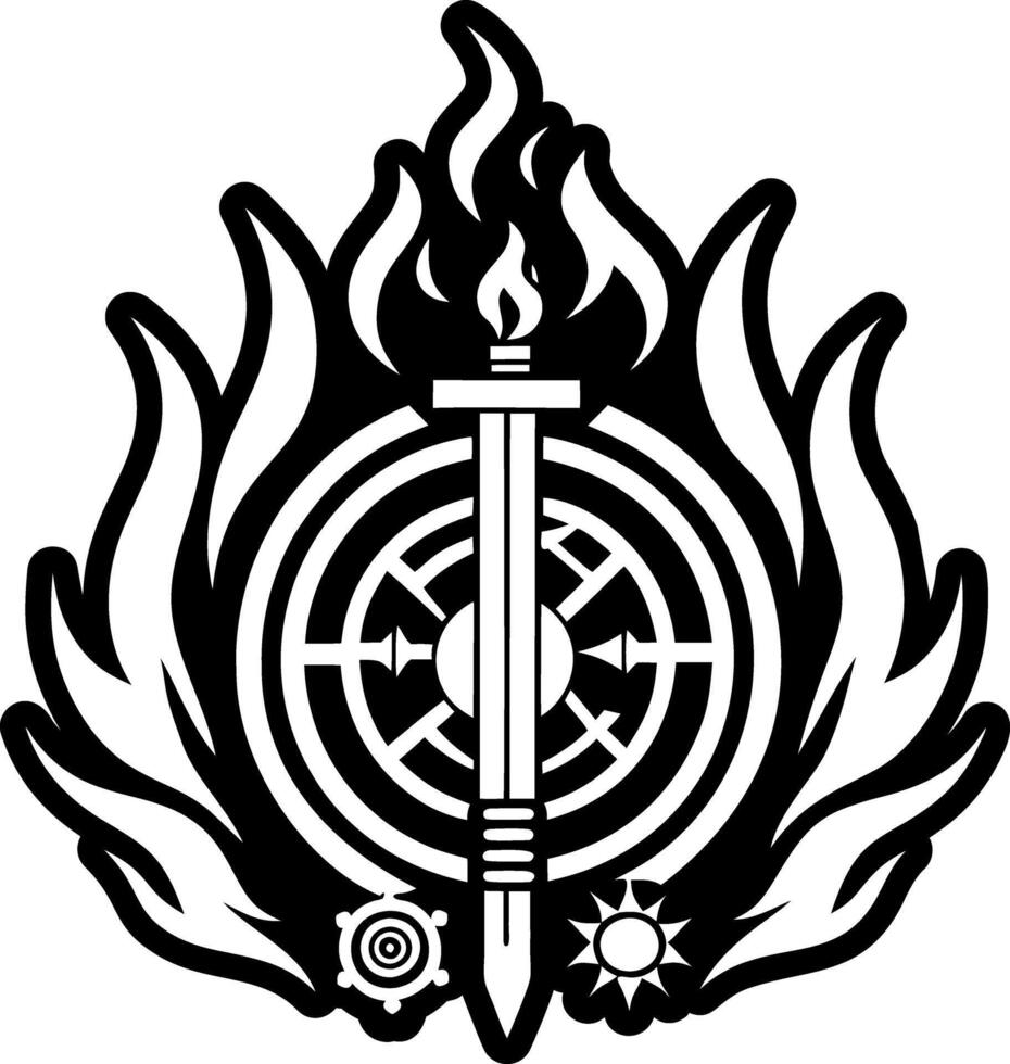 Flaming sword icon in filled style vector