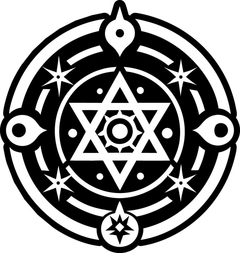 Celestial soul pentacle, glyph style icon vector