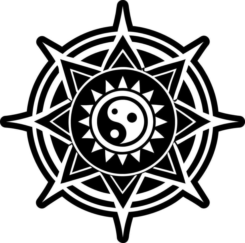 Yin yang symbol icon in filled style vector