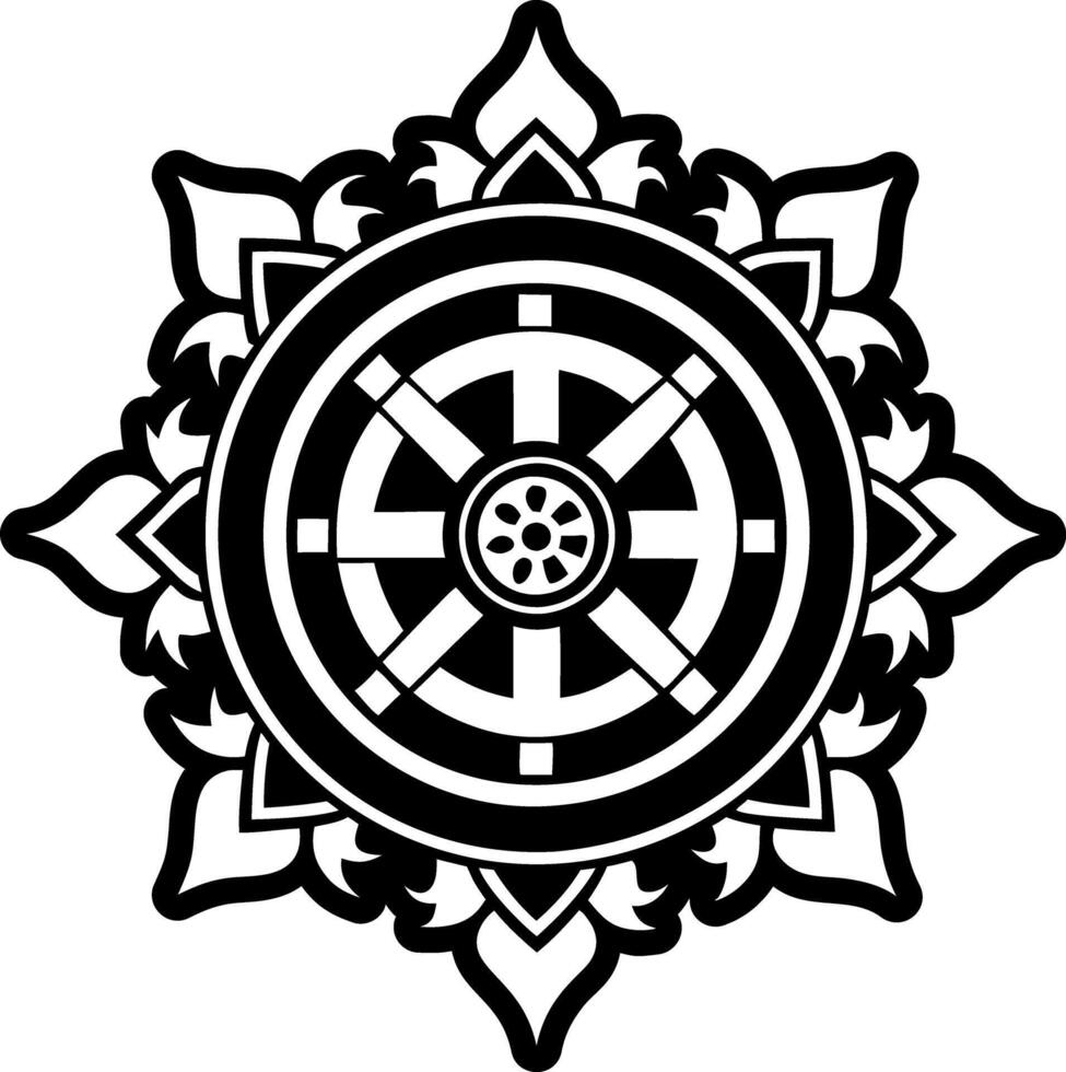Kalachakra buddhist symbol icon in solid style vector
