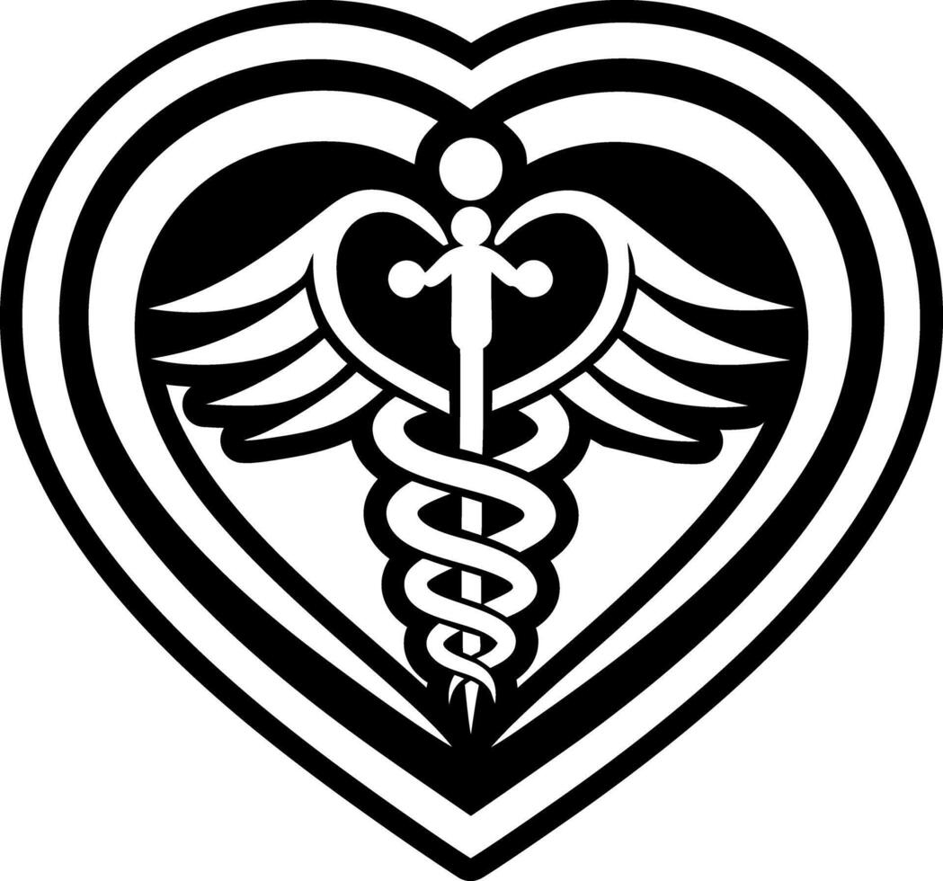 A glyph style icon of caduceus symbol vector