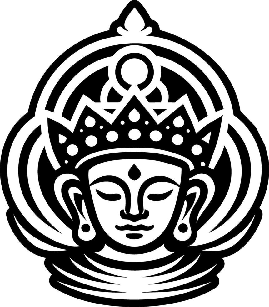 A glyph icon depicting bodhisattva head vector