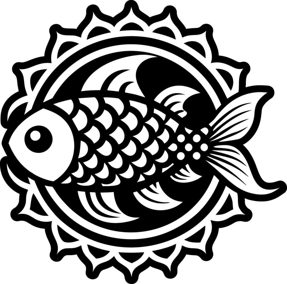 A solid style icon of golden fish symbol vector