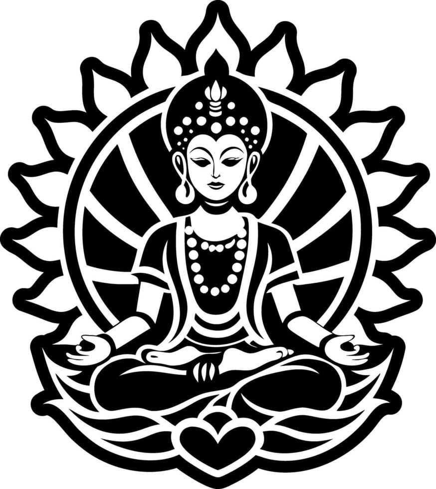 Avalokiteshvara bodhisattva symbol, glyph style icon vector