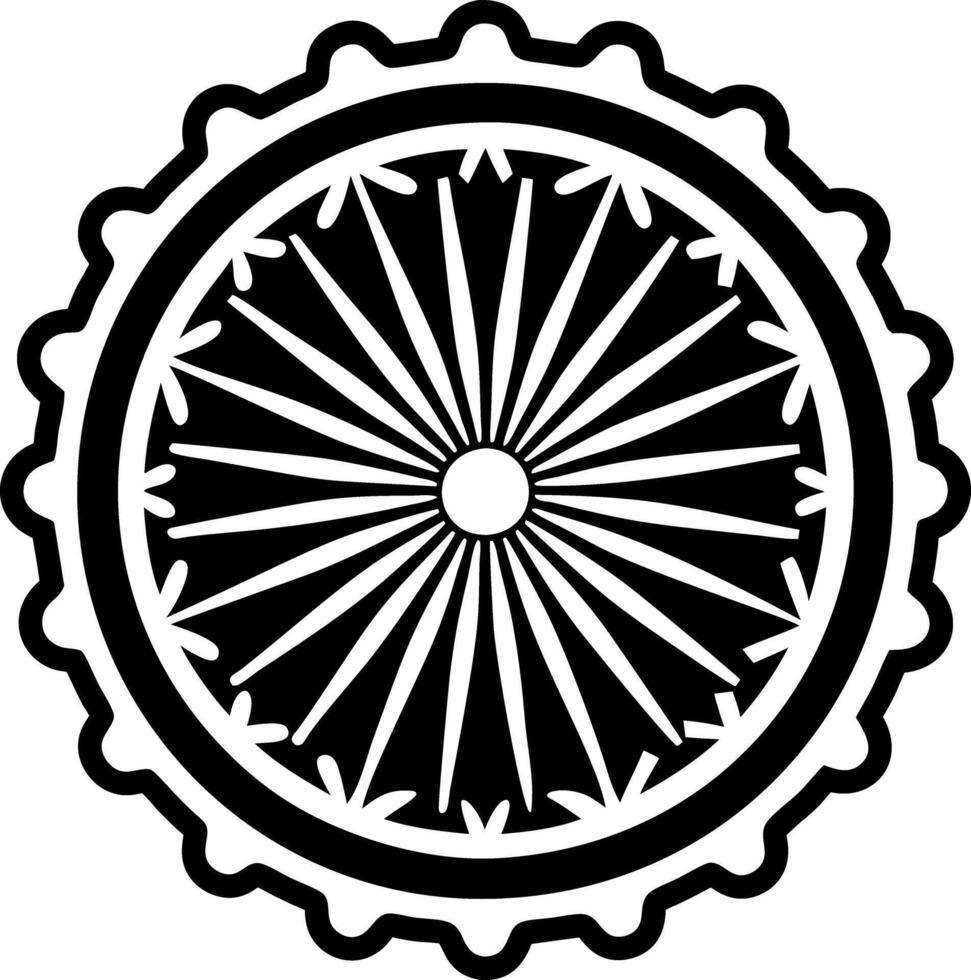 Ashoka chakra symbol icon in glyph style vector