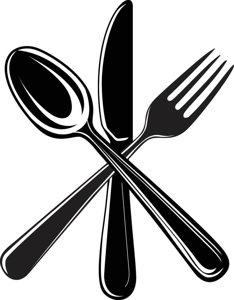 Fork, knife, and Spoon Isolated Sign symbol. Silhouette Spoon, knife, and Fork Icon Template. vector