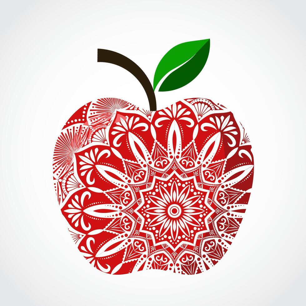 ornamental apple mandala decorative design vector