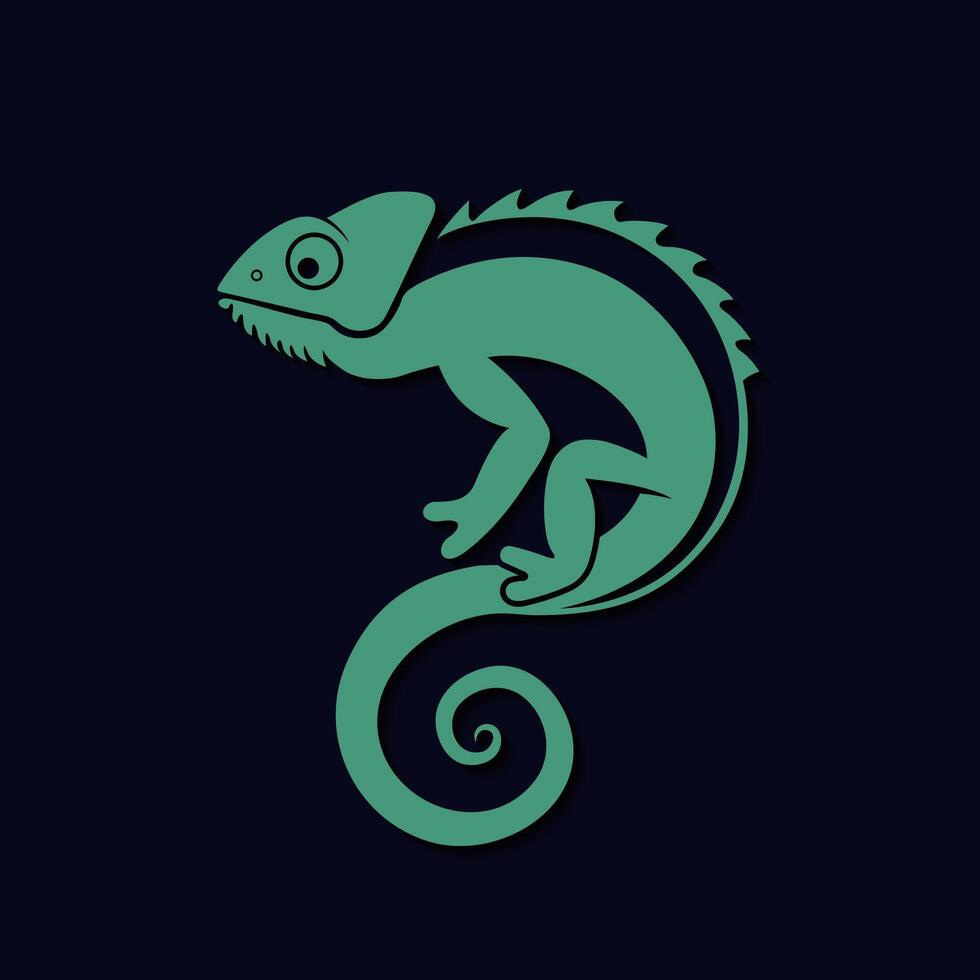 chameleon simple animal outline logo design vector