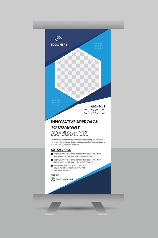 Business roll-up banner design. Creative modern roll-up banner. vector