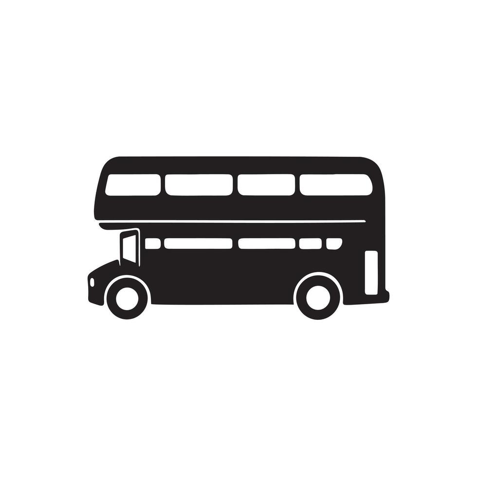 A double decker bus silhouette for highway on white background vector