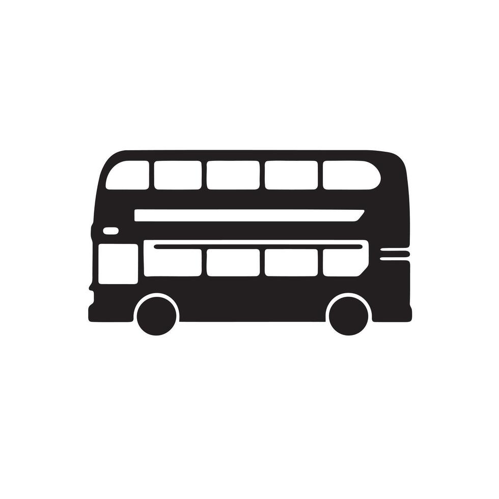 A double decker bus icon with black color on white background vector