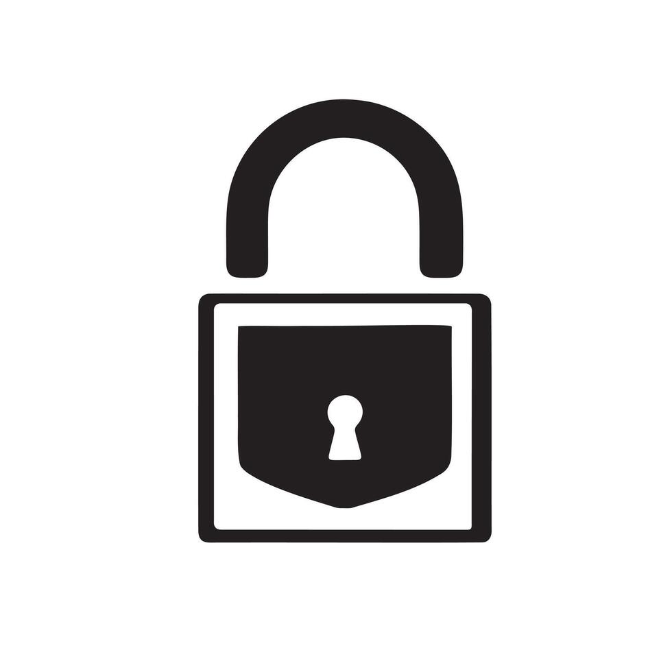A modern security lock silhouette on white background vector
