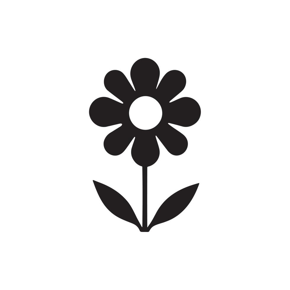 A flower icon silhouette on white background vector