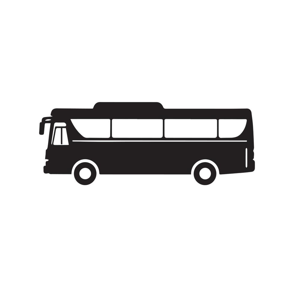 A bus for long road silhouette on white background vector