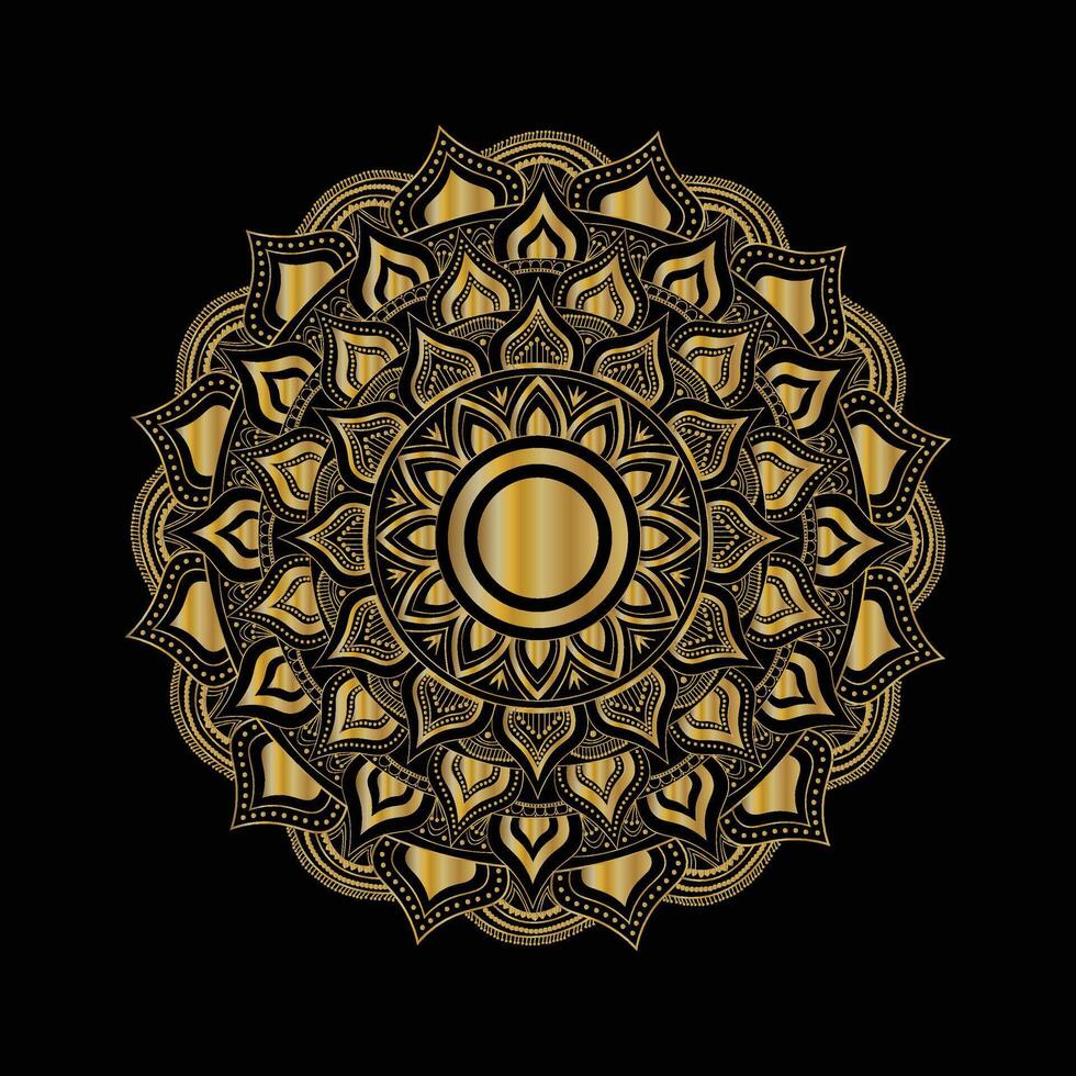 Gold Mandala Ornament Design Isolated On A Dark Background vector