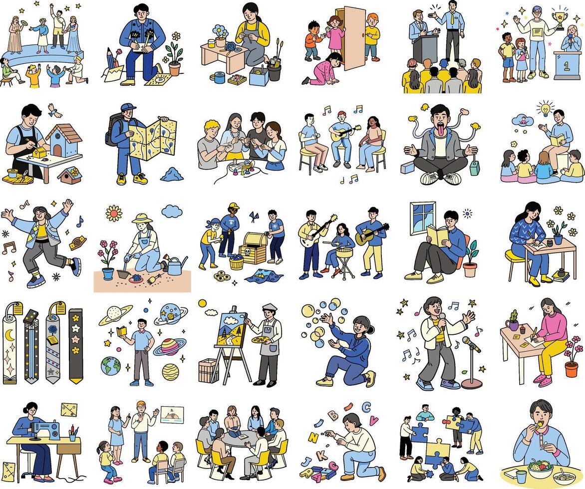 activity Characters set vector