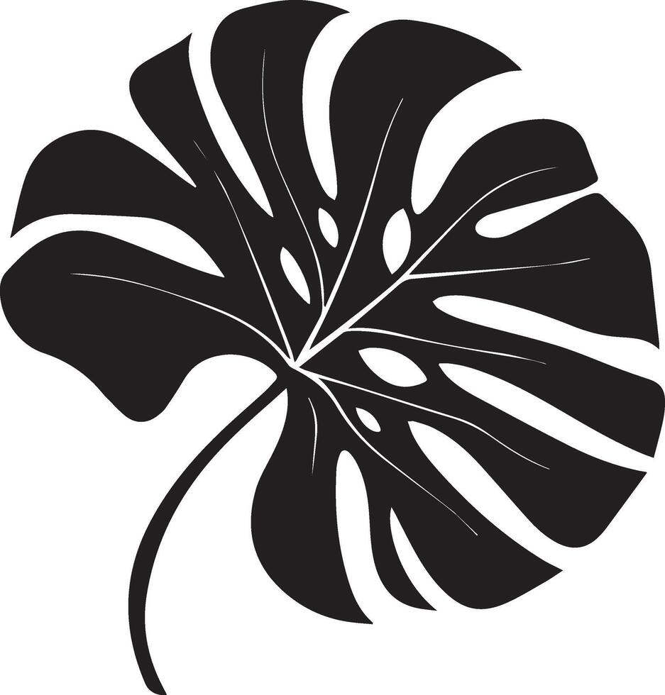 Monstera leaf silhouette element on white background vector