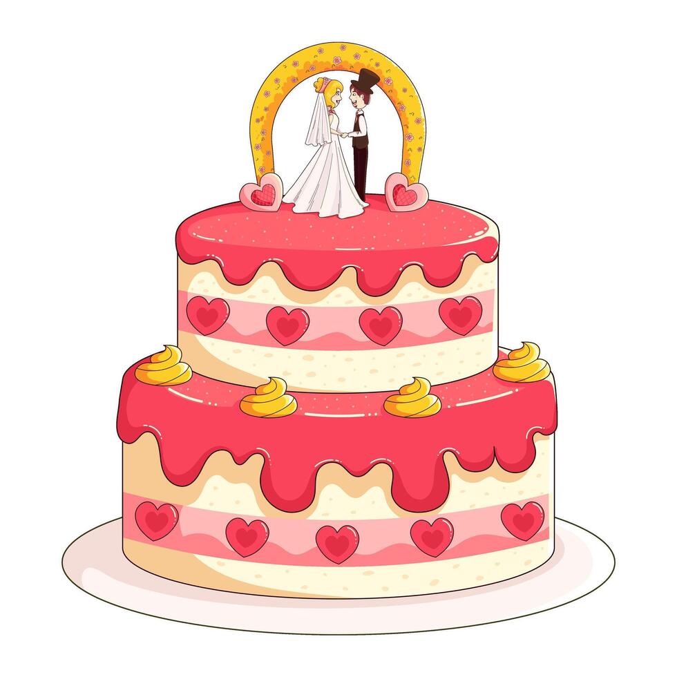 Cute Wedding Cake for card design or logo vector