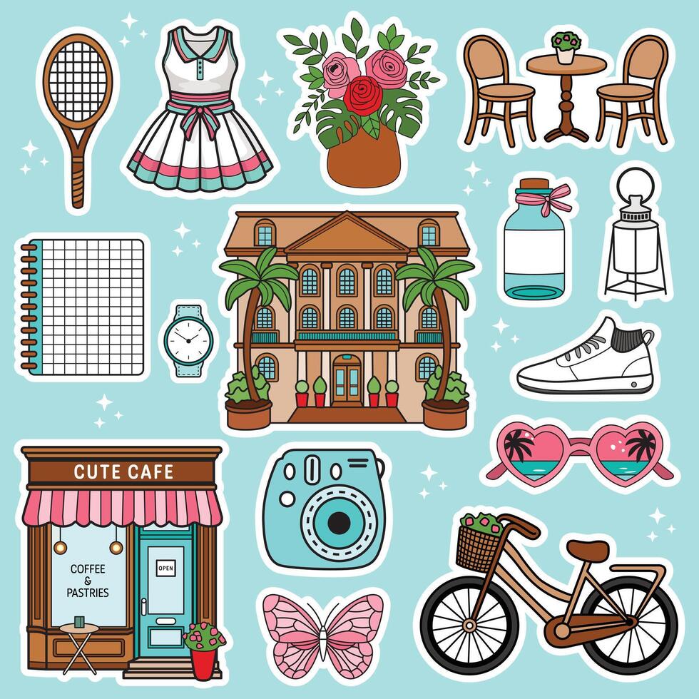 Sticker Sheet. Stylish and Versatile Everyday Icons vector