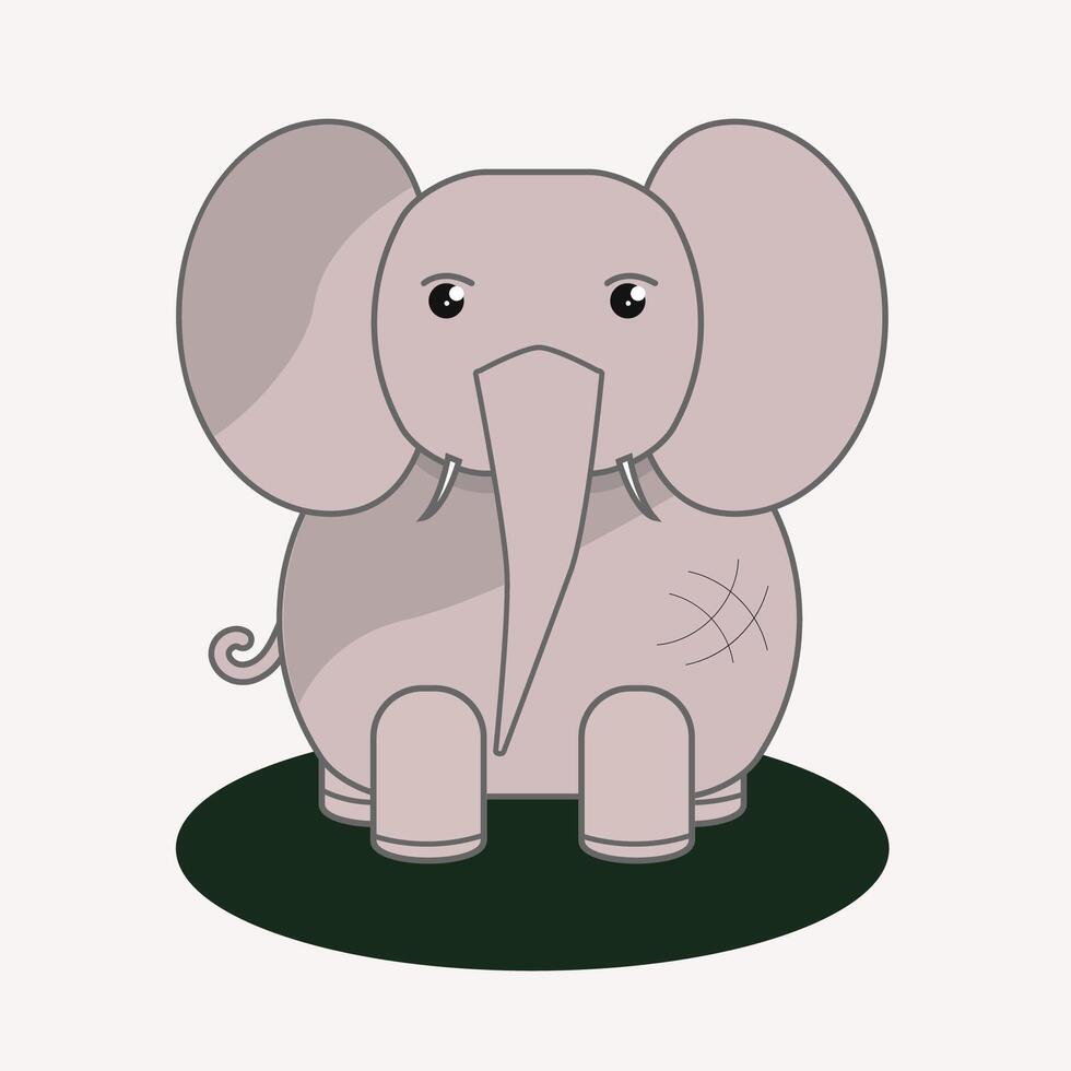 A simple drawing of a baby elephant on an isolated white background. vector