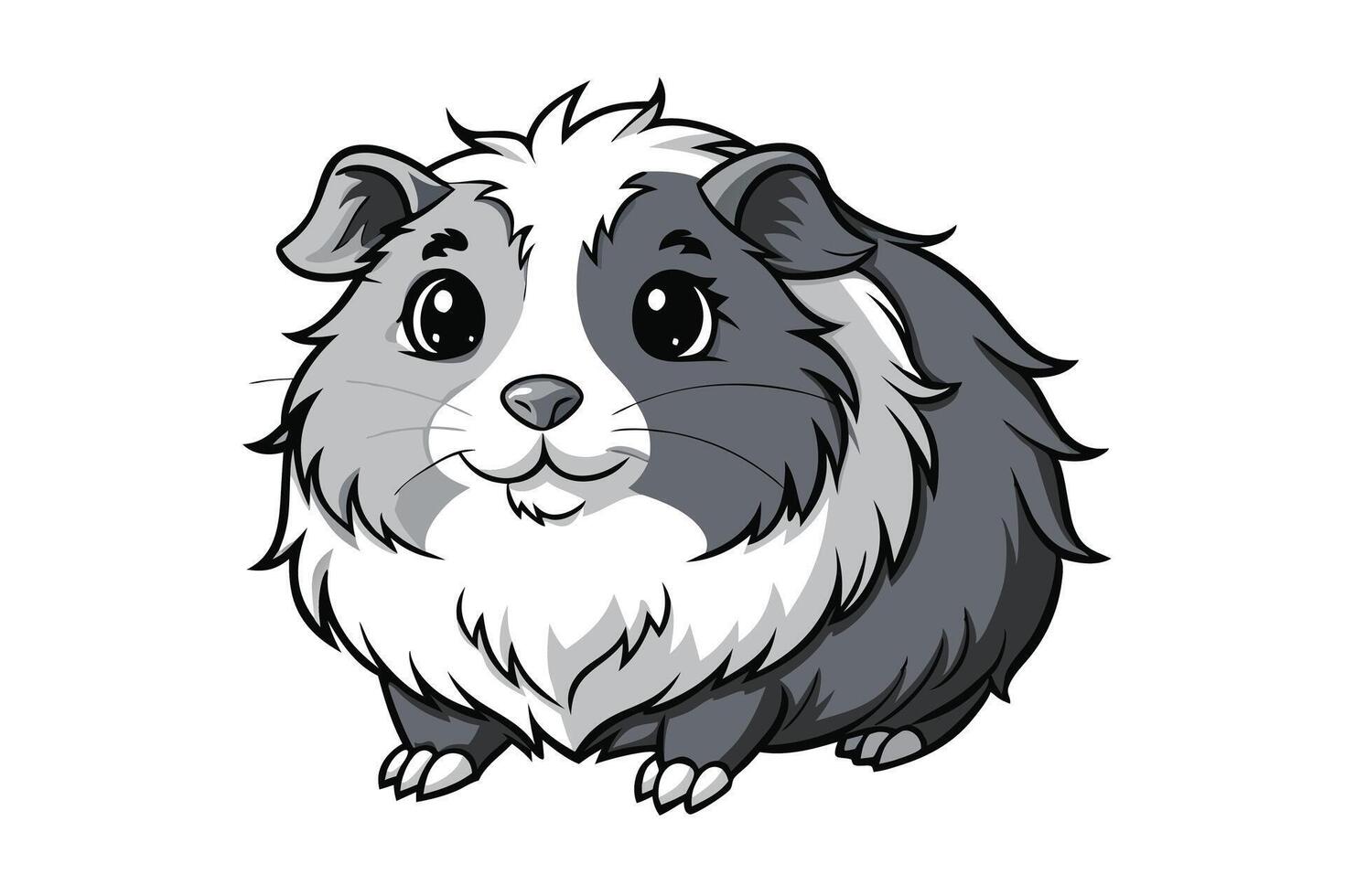 Fluffy guinea pig character art with charming details, perfect for pet lovers, animal illustrations, and creative designs vector