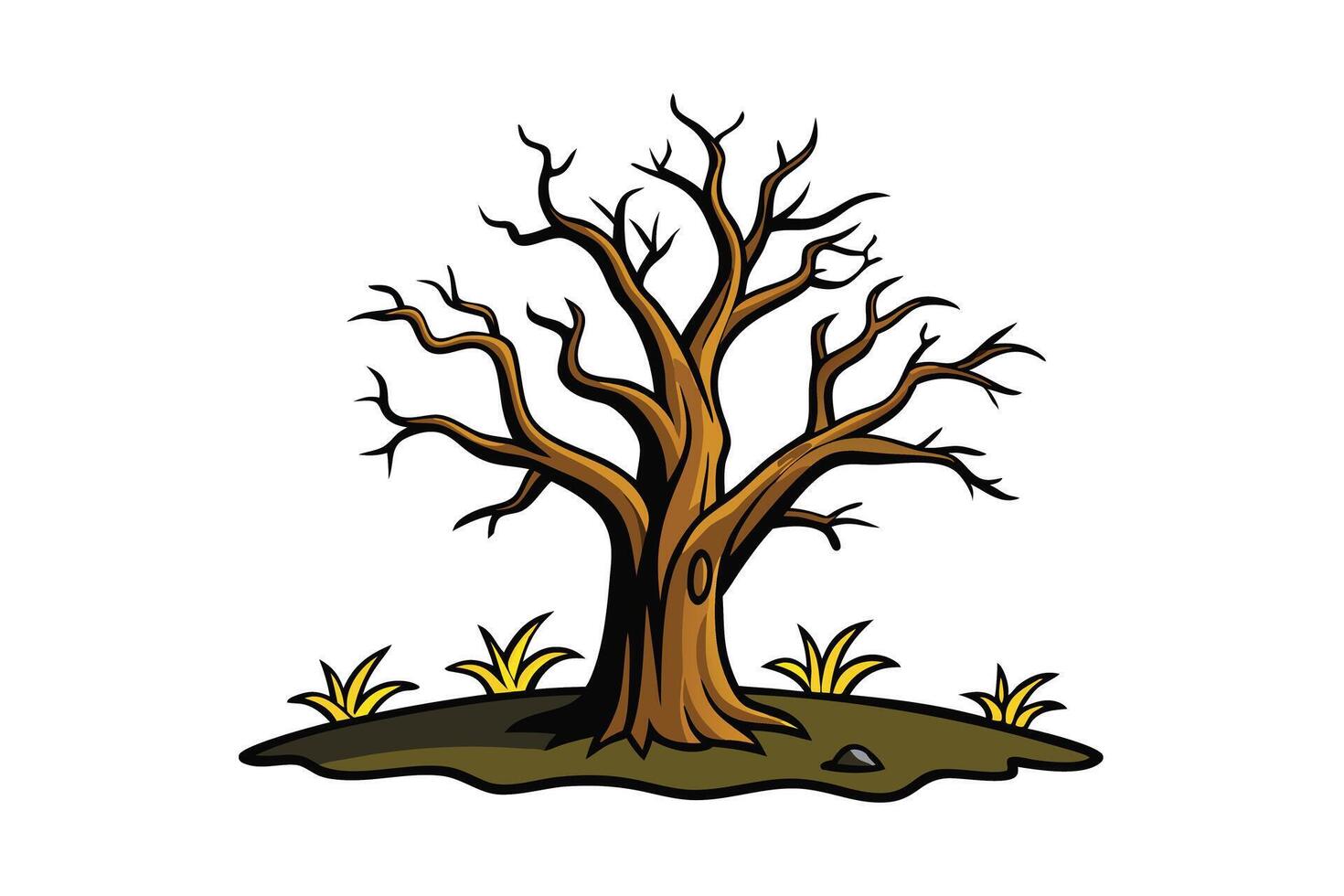 Illustration of haunting dead trees with detailed branches and dramatic shadows for eerie designs vector