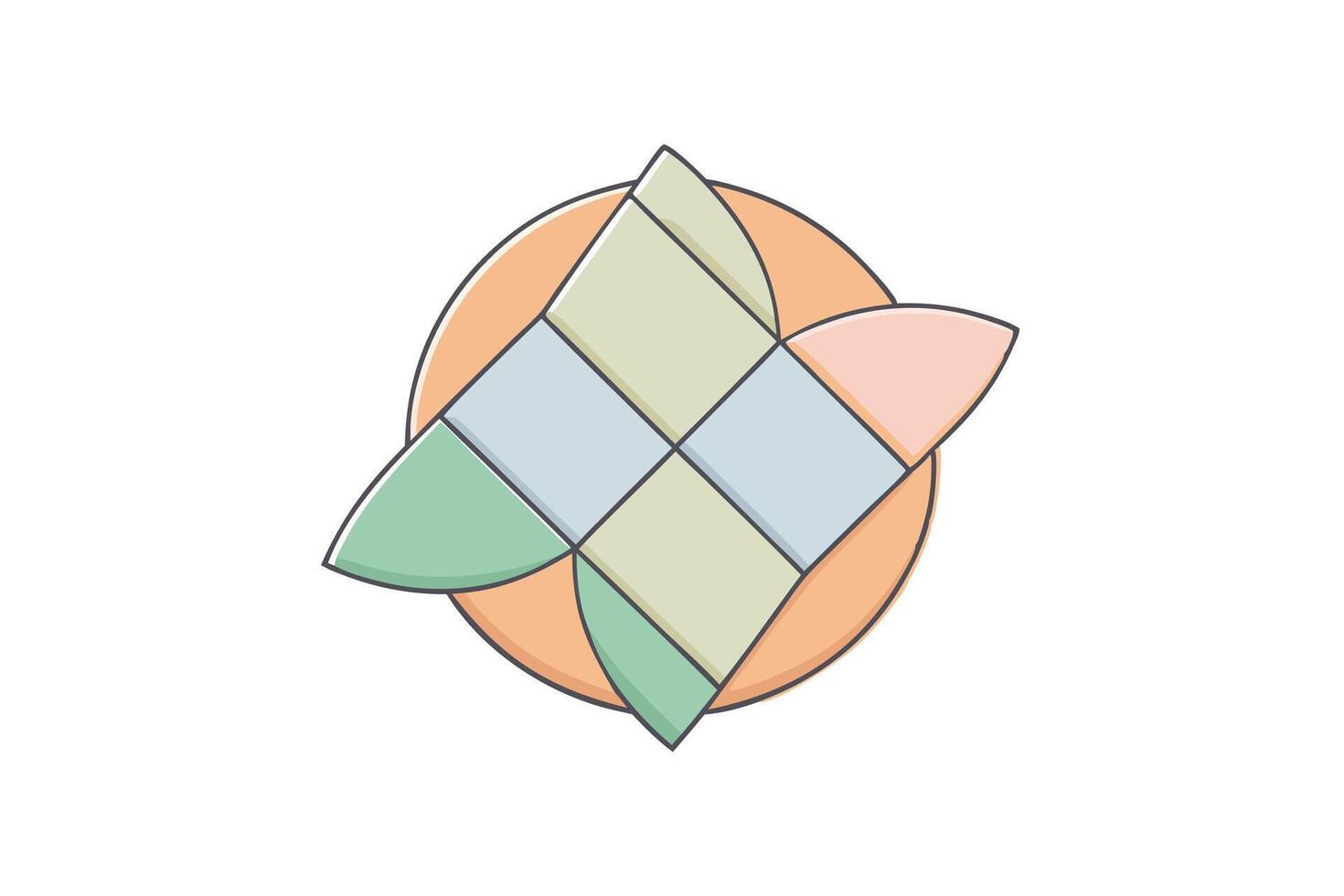 Minimalist illustration of intersecting geometric shapes in pastel colors, ideal for modern design projects and branding concepts vector
