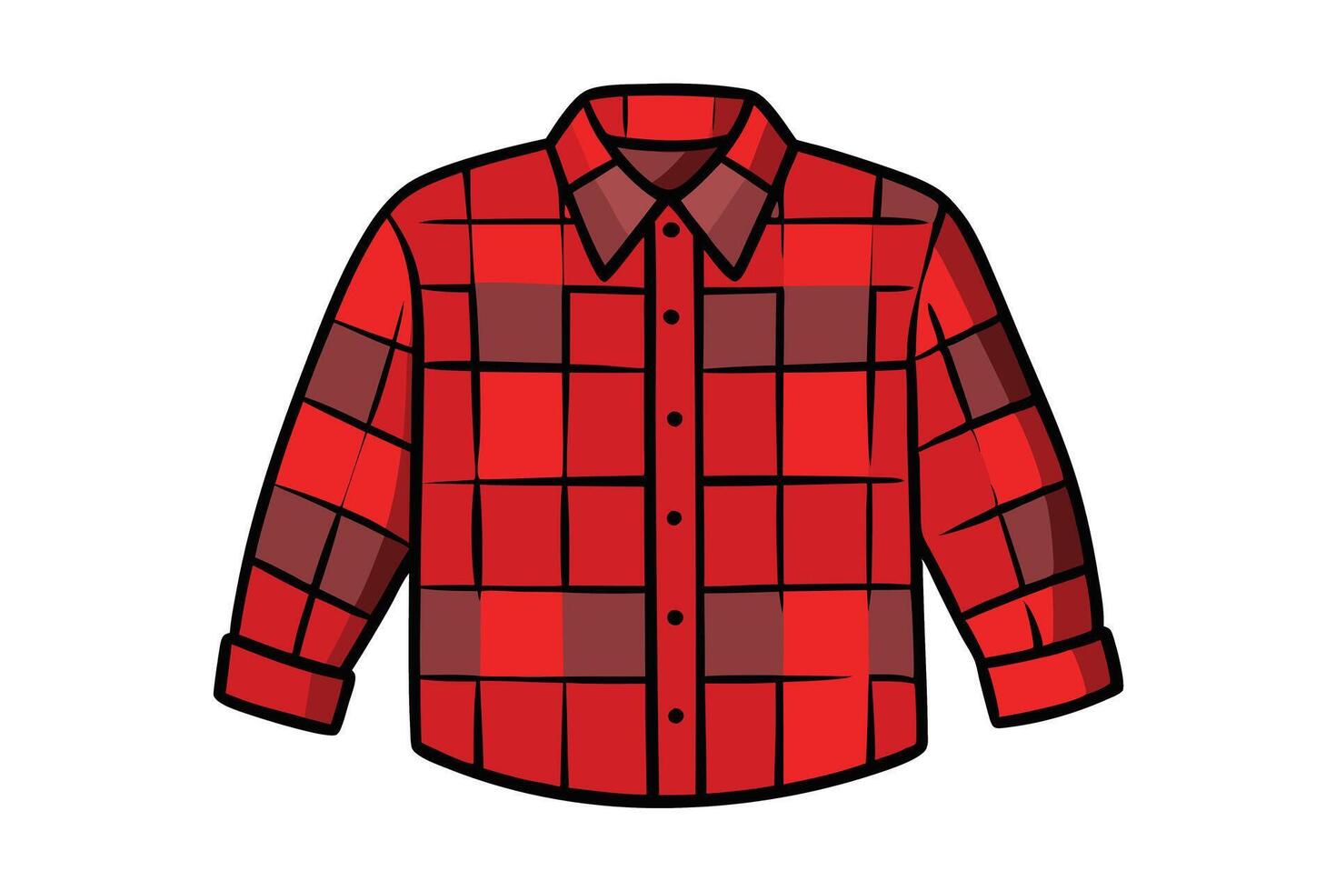 Rustic orange plaid flannel shirt illustration, perfect for casual wear, branding, or graphic design vector