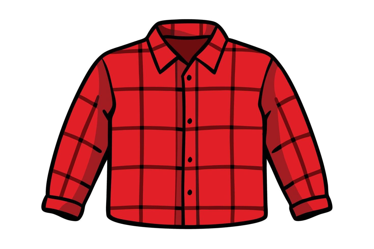 Minimalist red plaid flannel shirt graphic for versatile use in fashion, lifestyle, and outdoor themed projects vector