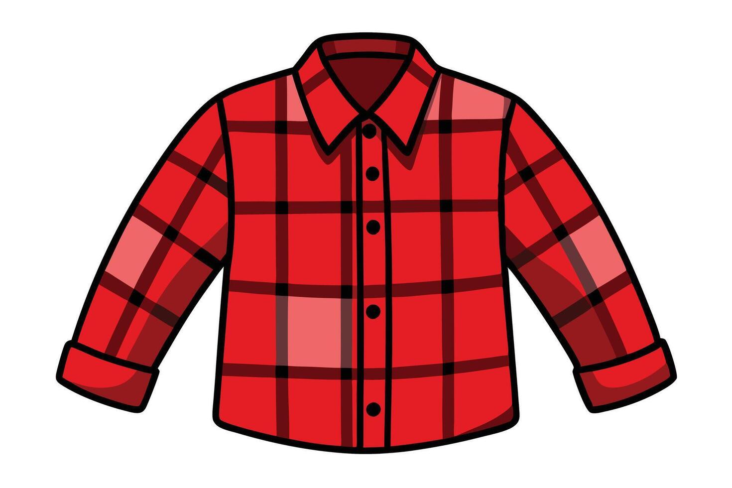 Classic checkered flannel shirt graphic in red and black tones, illustration for fashion and lifestyle concepts vector
