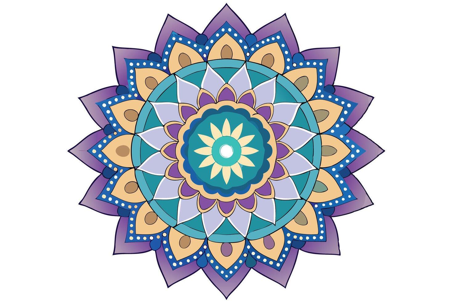 Mandala design illustration with intricate geometric patterns in soft pastel shades for decorative and artistic purposes vector