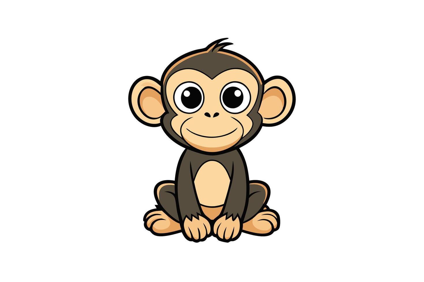 Happy cartoon monkey sitting in a fun and engaging pose, ideal for kids books, posters, and themed merchandise vector